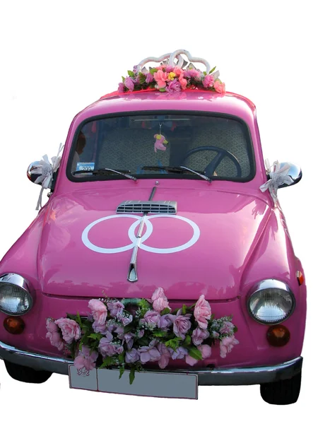 Pink wedding car