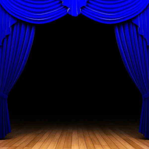 Blue velvet curtain opening scene