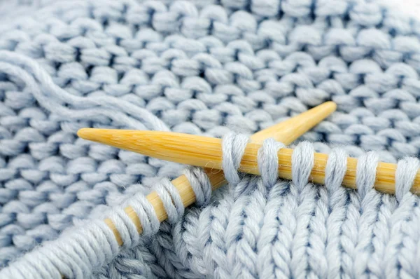 Knitting with bamboo needles