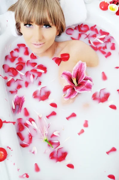 Woman bath flower