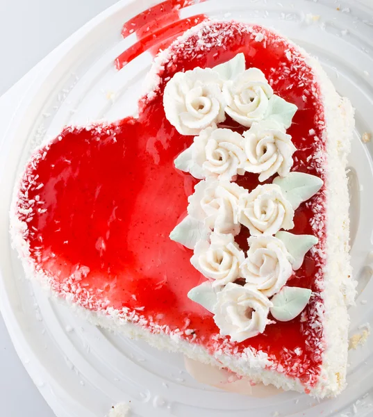 Heart-shaped cake view from above