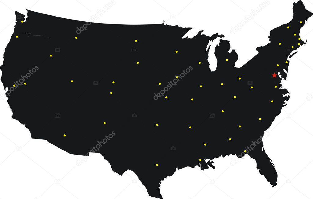 Us Map Black