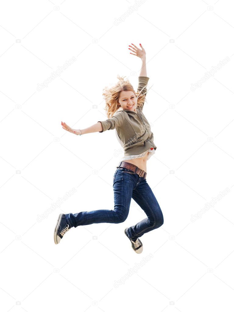 a girl jumping