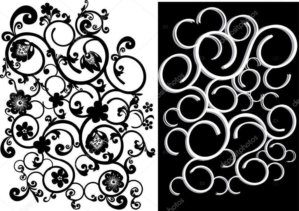 Vertical flower black and white strips — Stock Vector © Dr.PAS 1839285