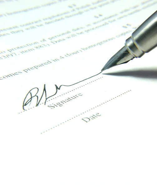 Signature on the contract