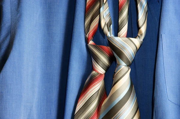 Necktie on blue background