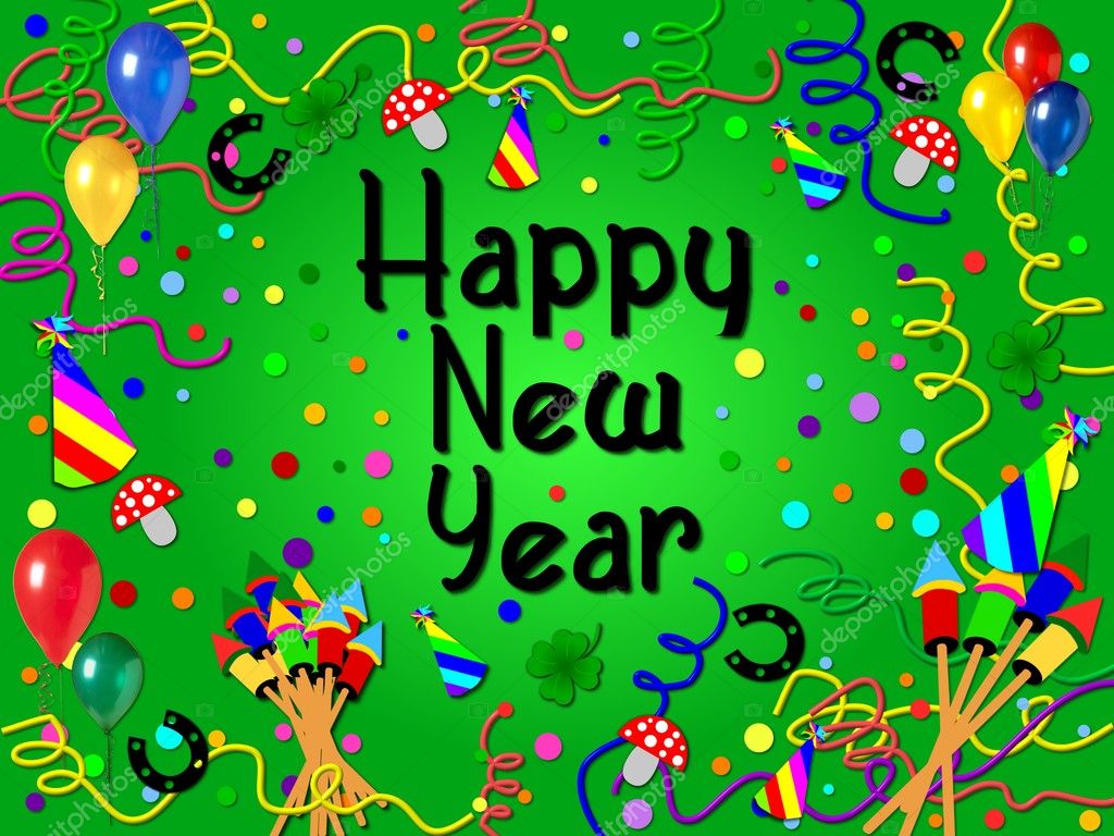 Colorful happy new year background green — Stock Photo © pdesign #1763953