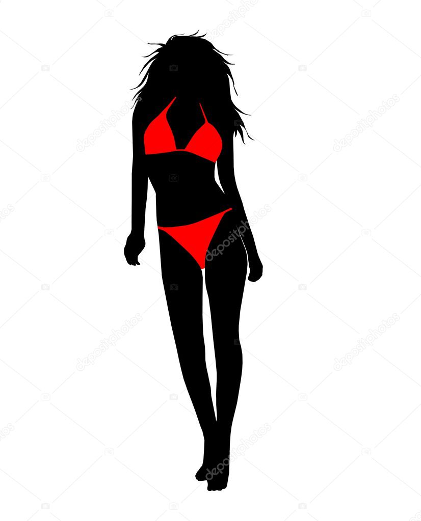 Bikini Girl Silhouette Red Stock Photo By Pdesign