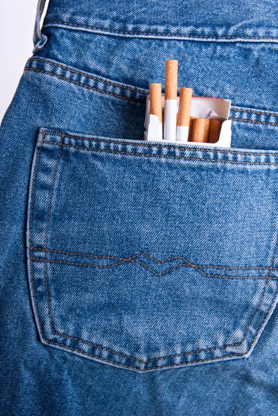 Cigarettes in the pocket of trousers.