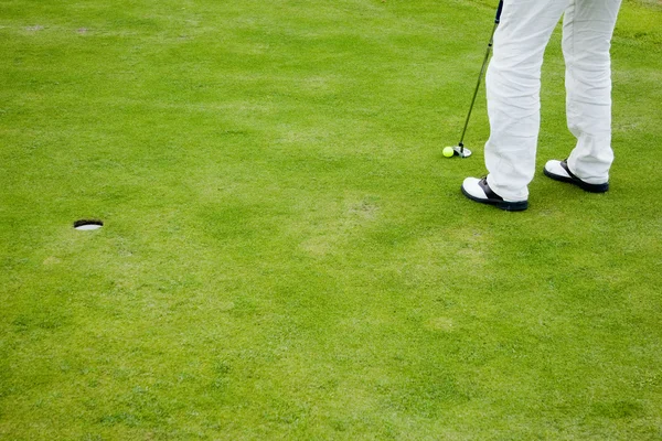 golf player practicing on putting green