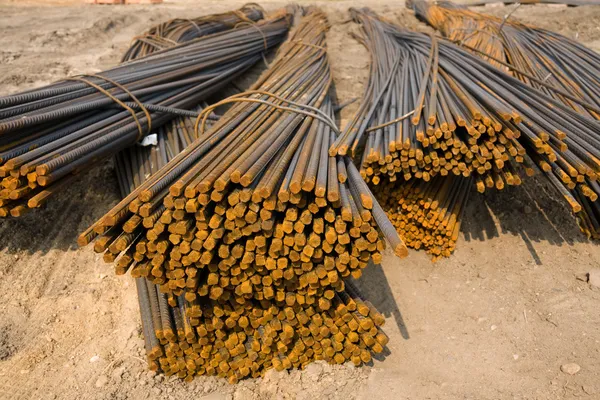 Rusty metal rods on site
