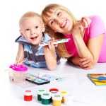 Mother and son painting - Photo