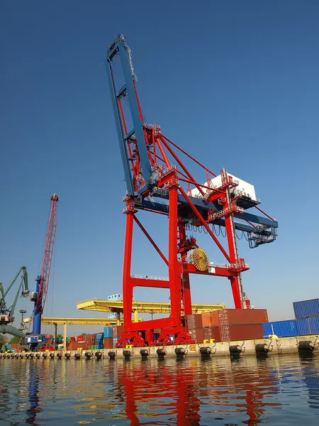 Large red container crane