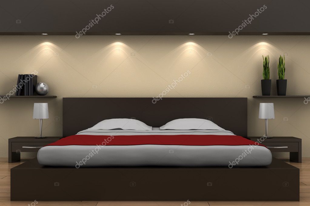 Moderne schlafzimmer mit braun — stockfoto © tiler84 #2548160 Schlafzimmer braun