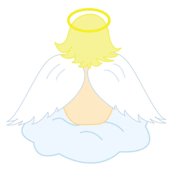 Baby angel sitting on cloud by Volha Harchychka Stock Vector