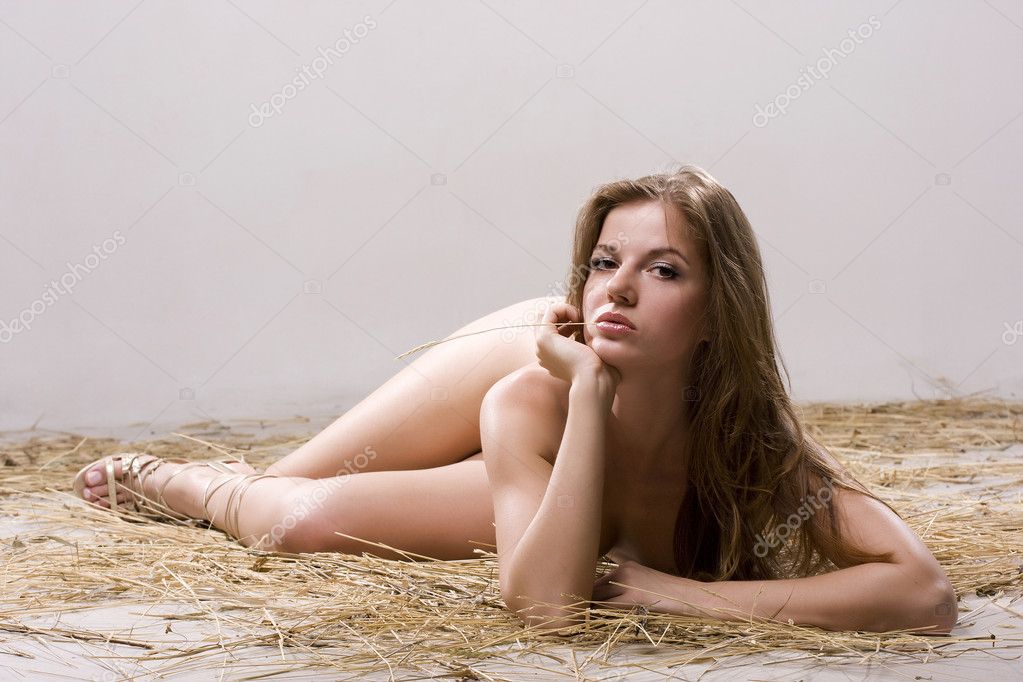 Naked Woman And Straw Stock Photo Dmitroza 2498755