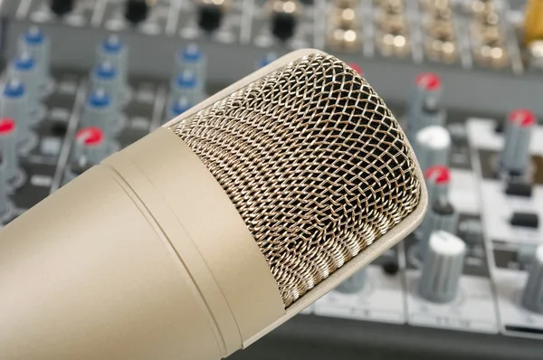 Studio microphone on the audio control c