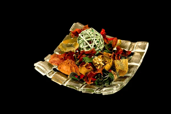 Dried flowers on the dish