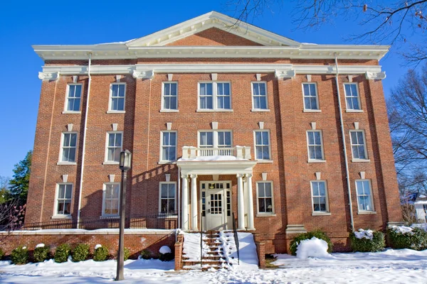 Building on a college campus in winter