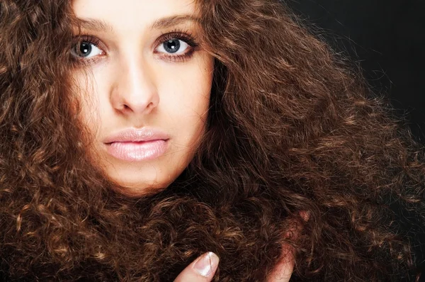 Curly Hair Up. with curly hair, close-up