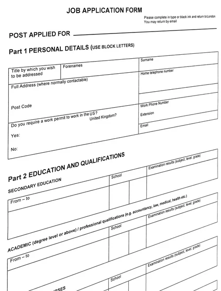 Job Resume Forms