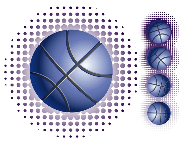 Blue basketballs with halftone