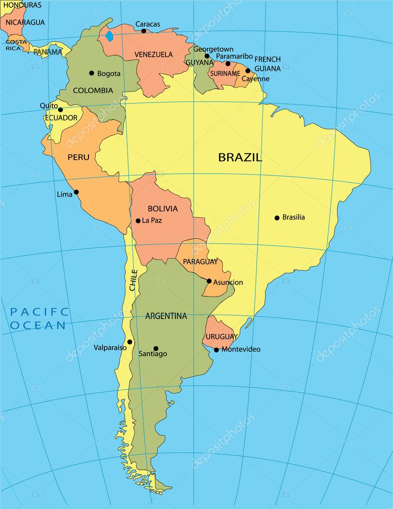Free south america political map