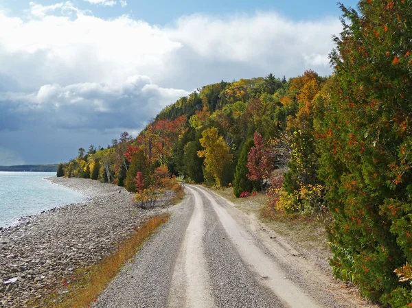 Coastal gravel road in autumn