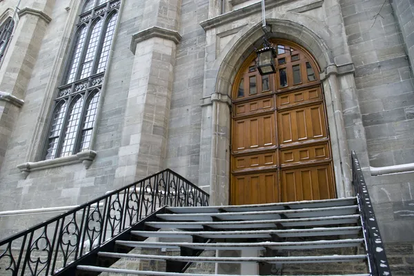 Gothic church entrance door stairway