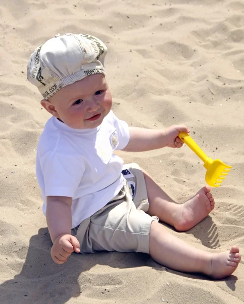 Active child in sandpit
