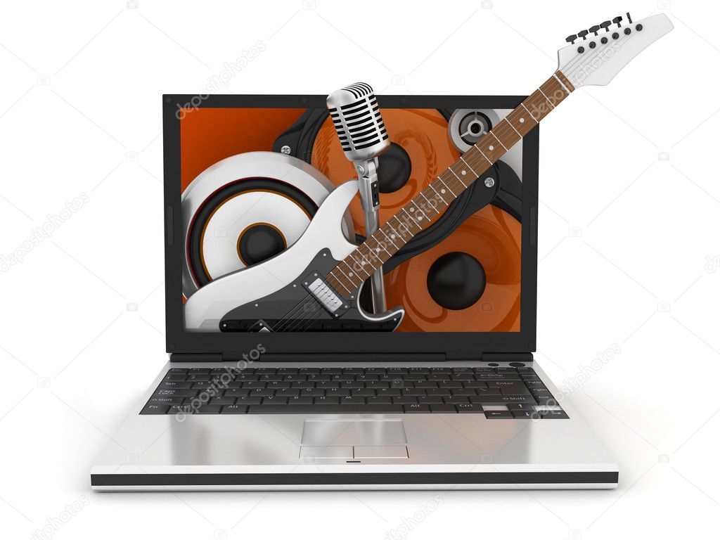 Musical laptop standing on a