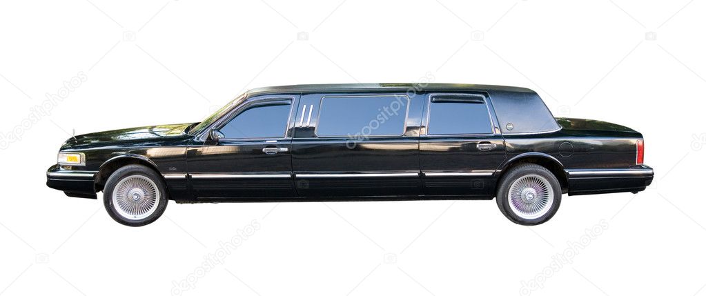 An old american limousine using for weddinds isolated with clipping paths