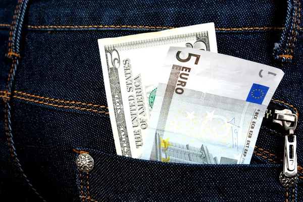 Money in jeans closeup