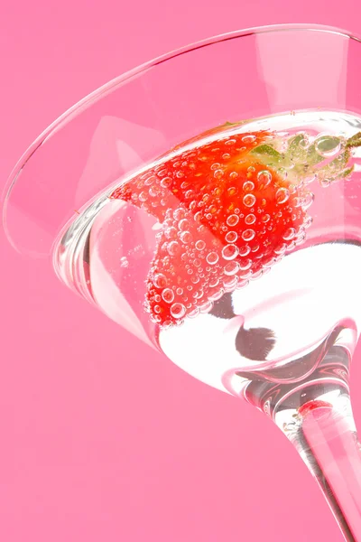 Martini with strawberry closeup