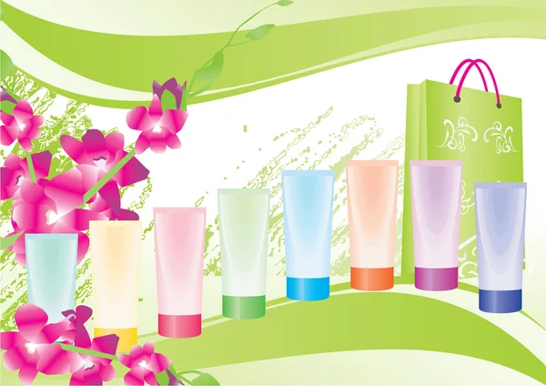 Pink and green backdrop with tubes
