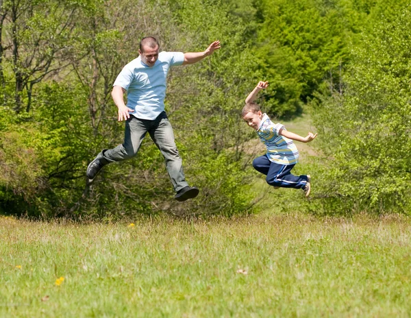 Father and son having good time together