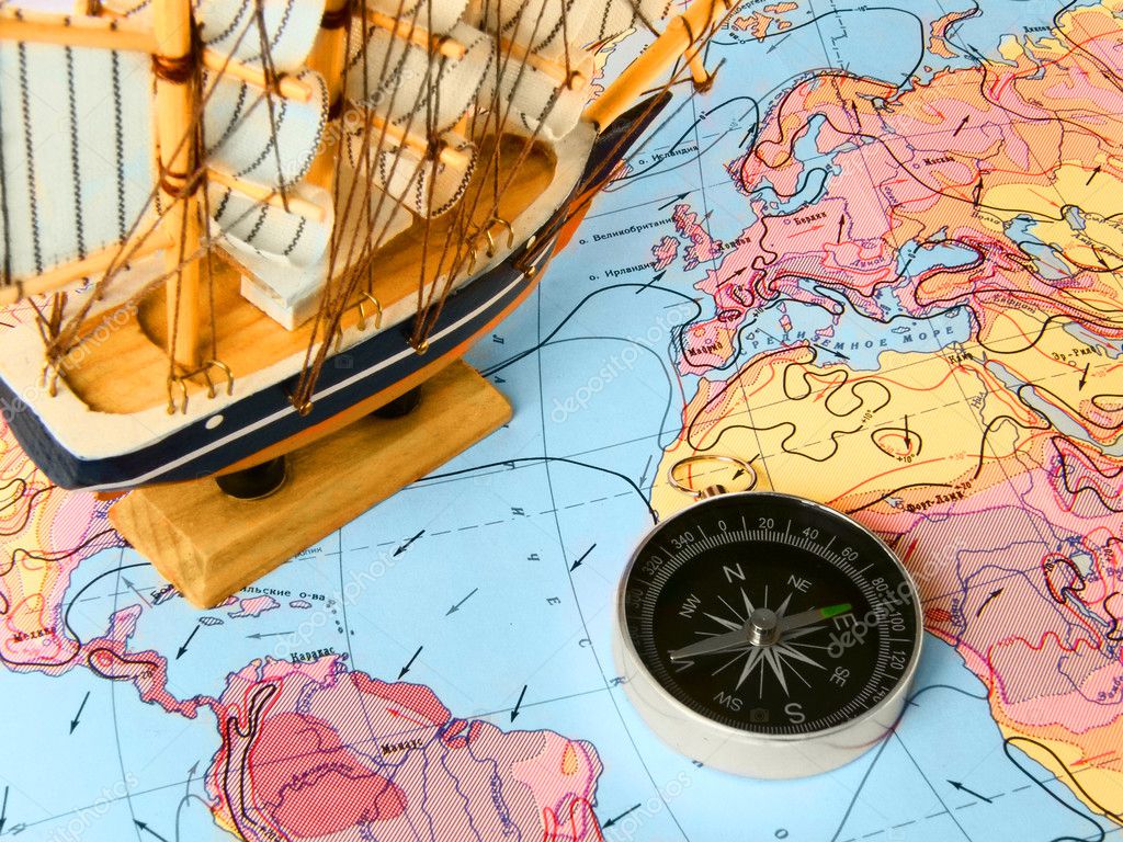 Compass over map and ship — Stock Photo © ilya88 2043967
