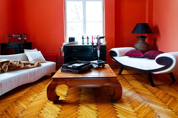 Red living room