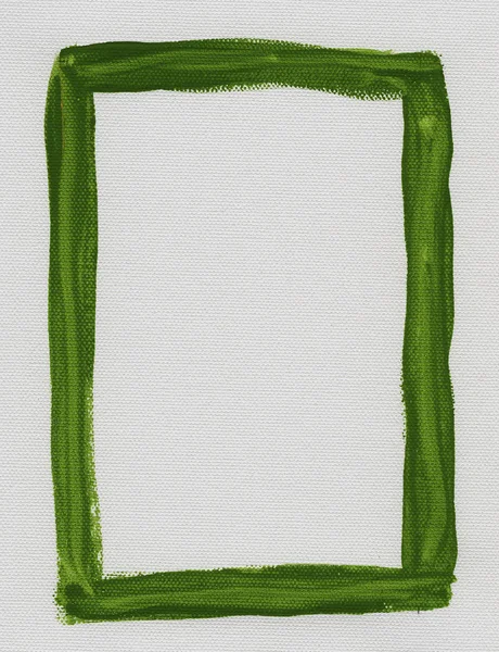 Green frame painted on white canvas
