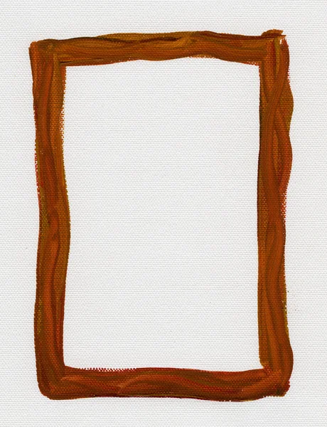 Brown red frame painted on white canvas