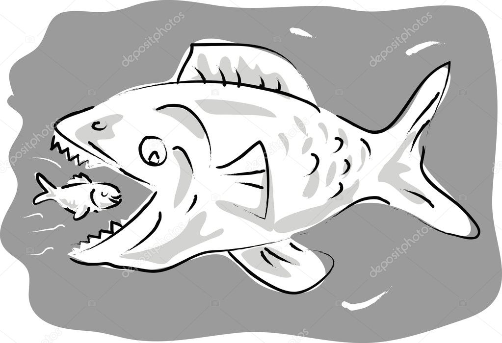 eating fish cartoon