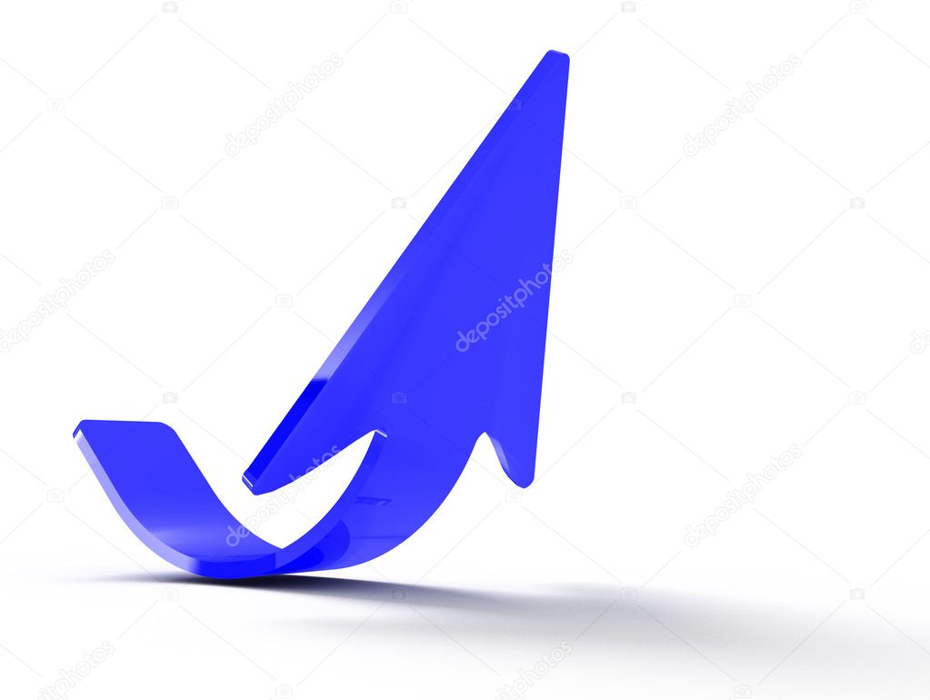 blue curved arrow