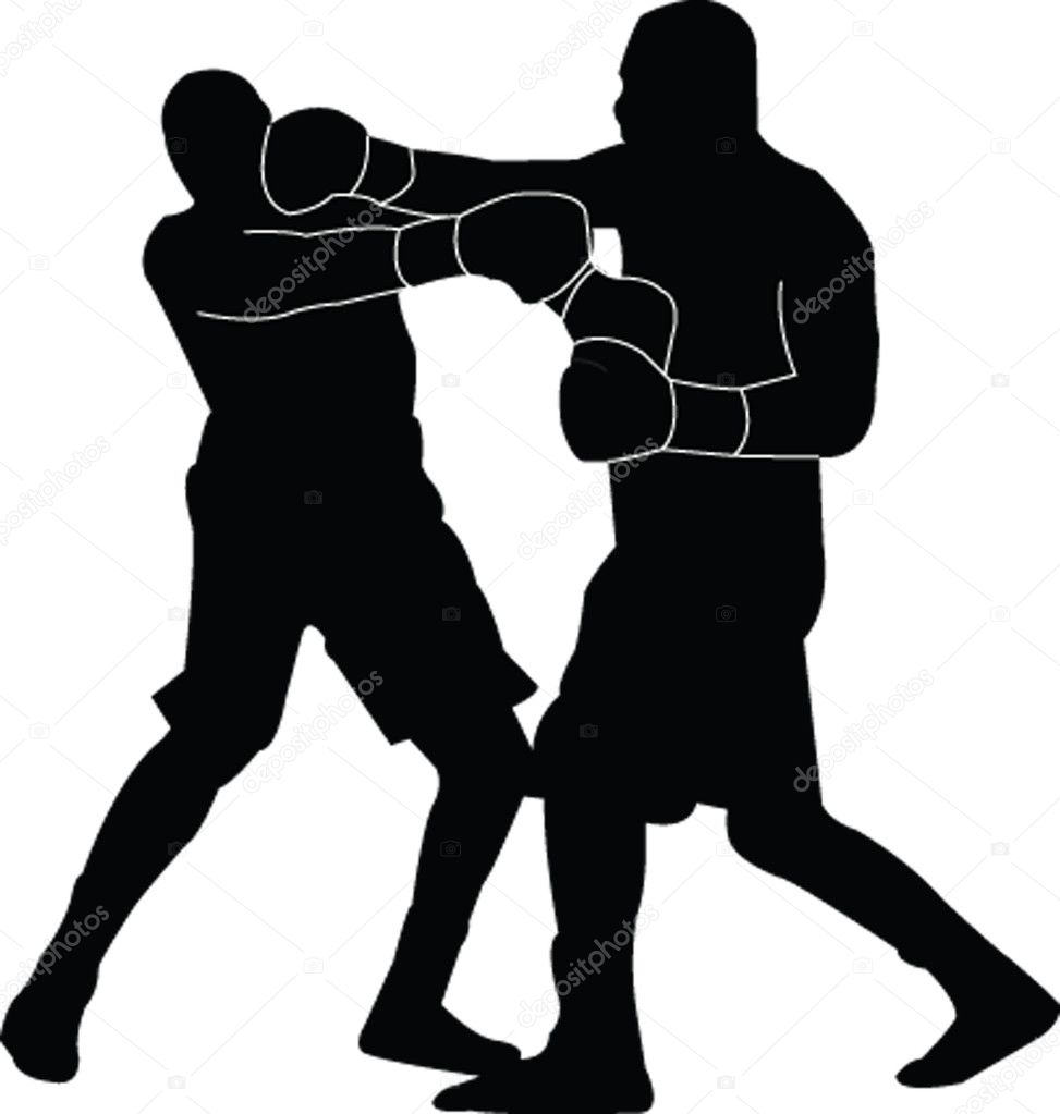 Boxing match silhouette — Stock Vector © violeta #2118477