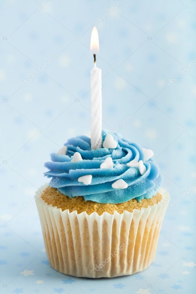 Blue Birthday Cupcake