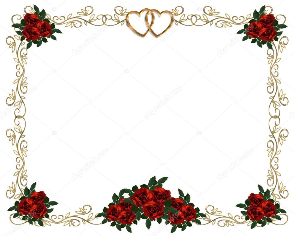 frame wedding border red rose