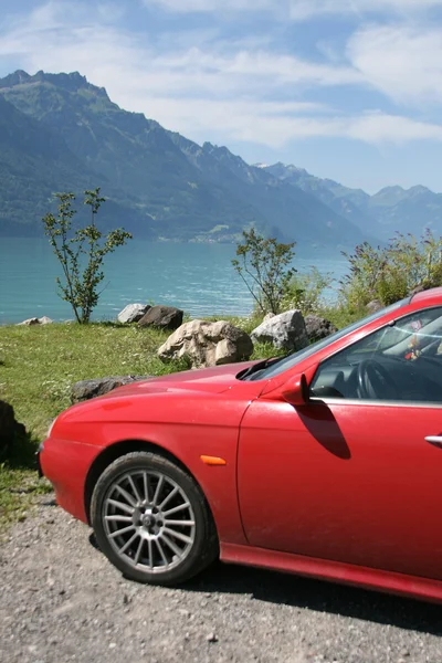 Car in swiss mountains