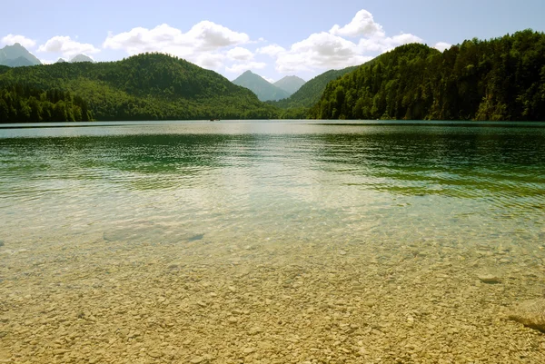 Serene mountain lake