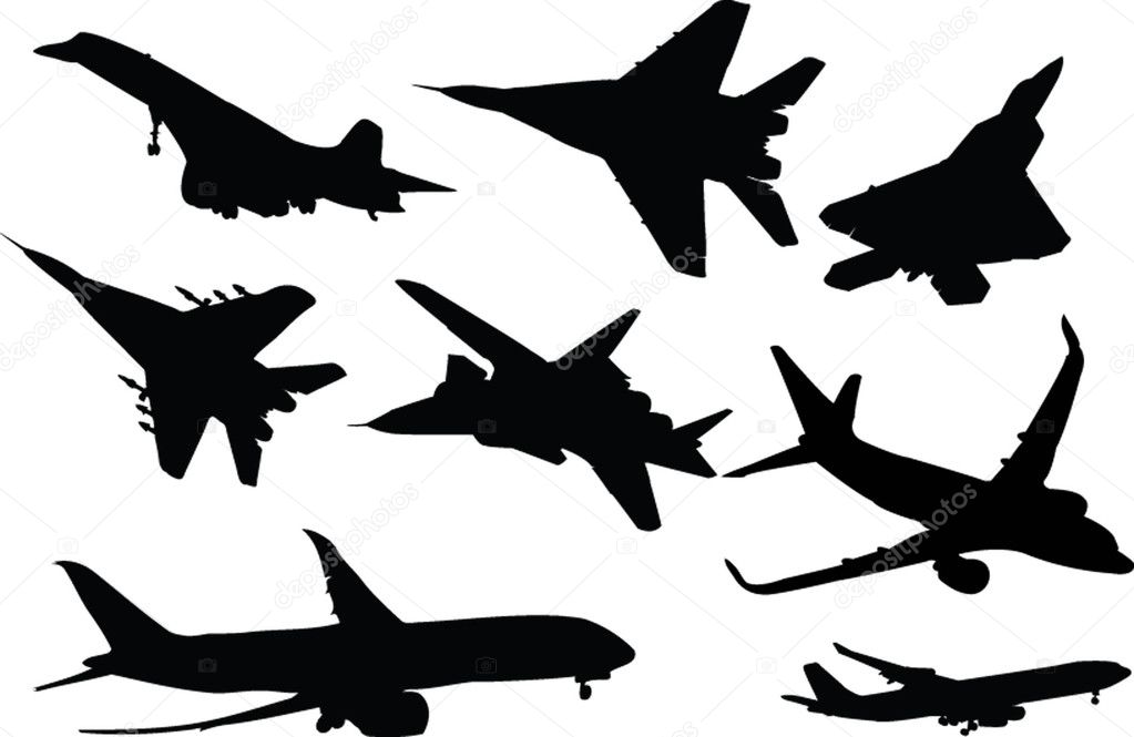 Airplane Collection Stock Vector Vule