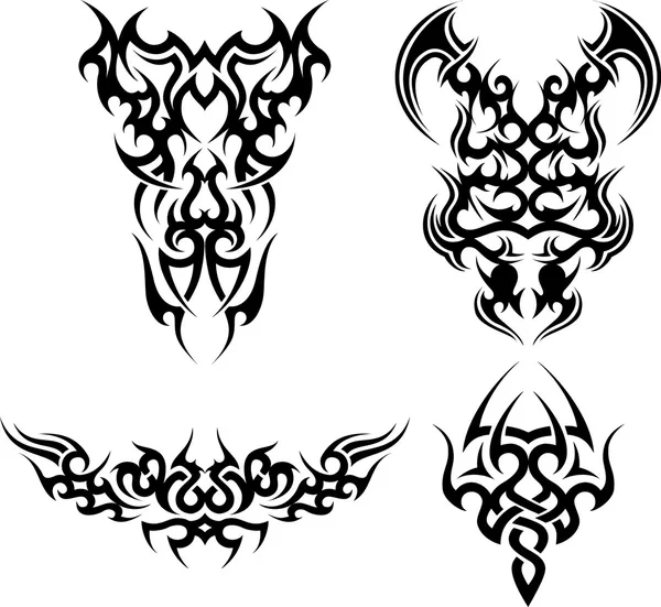 Set of 4 tribal tattoos