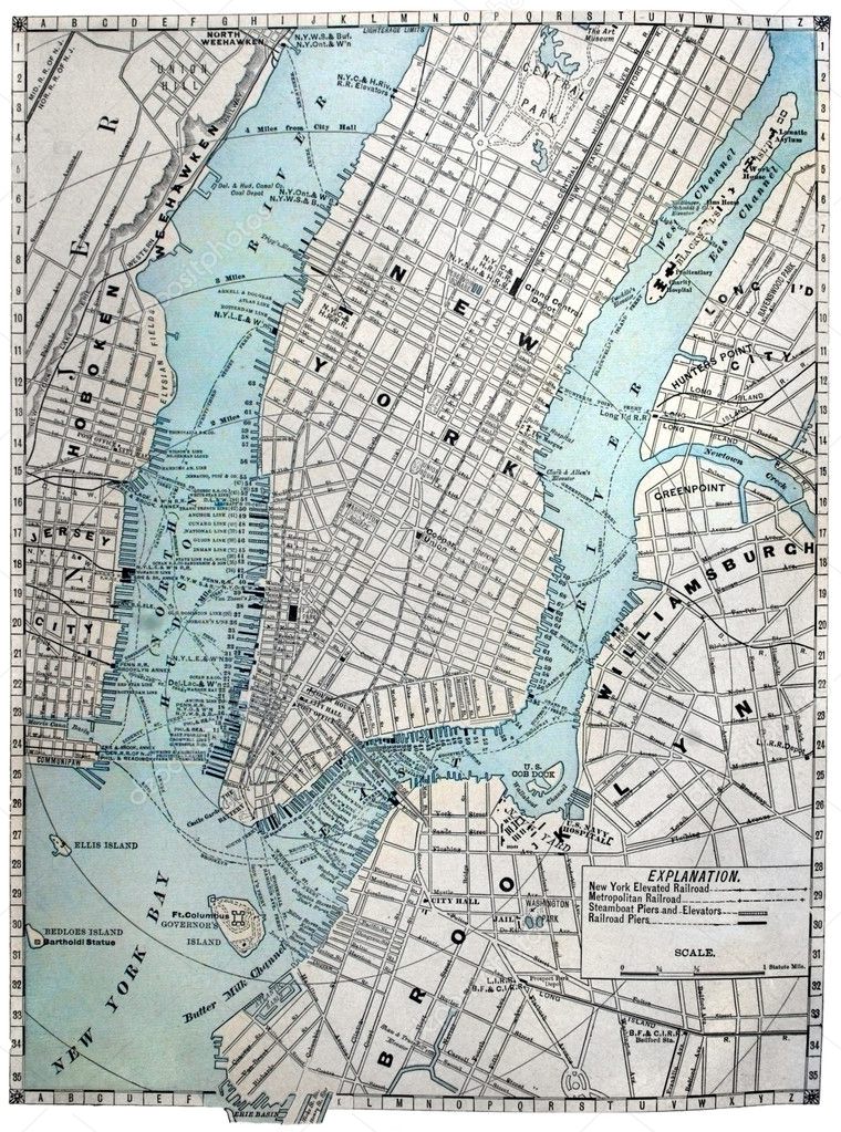 new york city map art. Old Street Map of New York